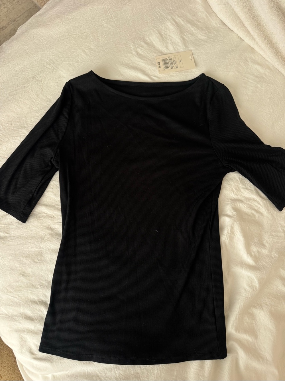 a new day Black Boatneck Short Sleeve Top
